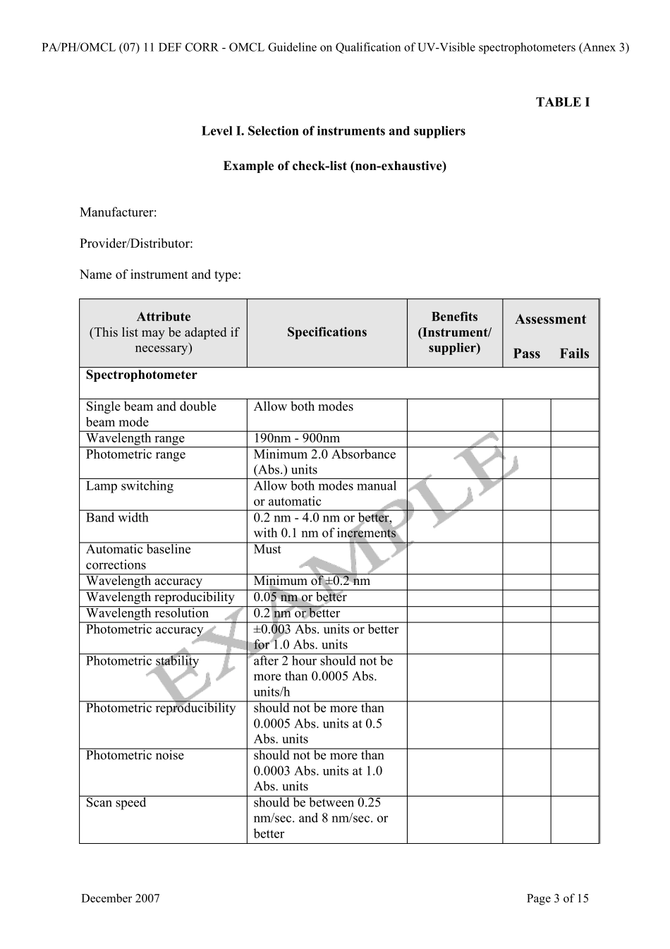 PAPHOMCL(07)11DEFCORR欧盟质量保证文件仪器验证——紫外可见分光光度计验证_第3页