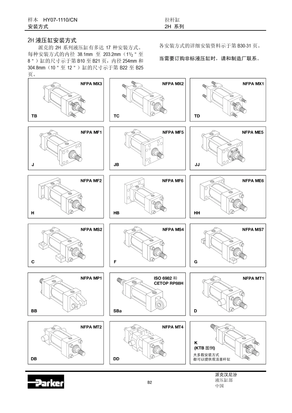 PARKER油缸2H系列拉杆缸_第2页