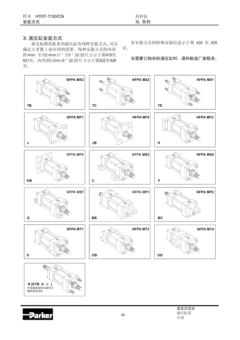 PARKER油缸3L系列拉杆缸_第2页