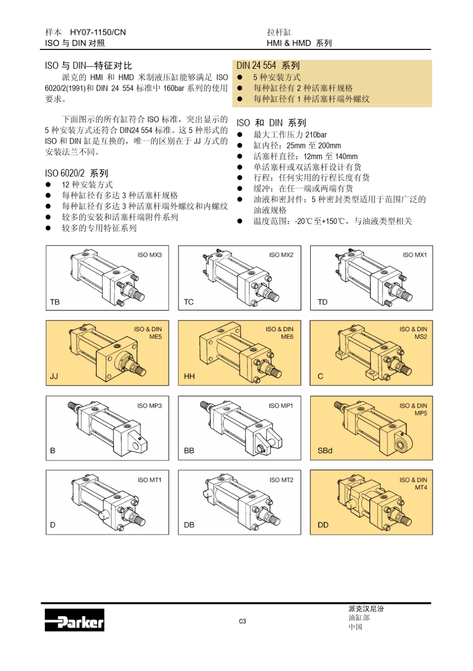 PARKER油缸HMamp;HMD系列拉杆缸_第3页
