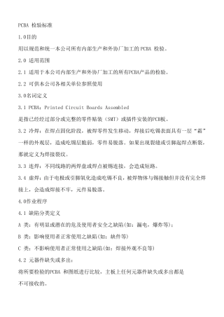 PCBA检验标准