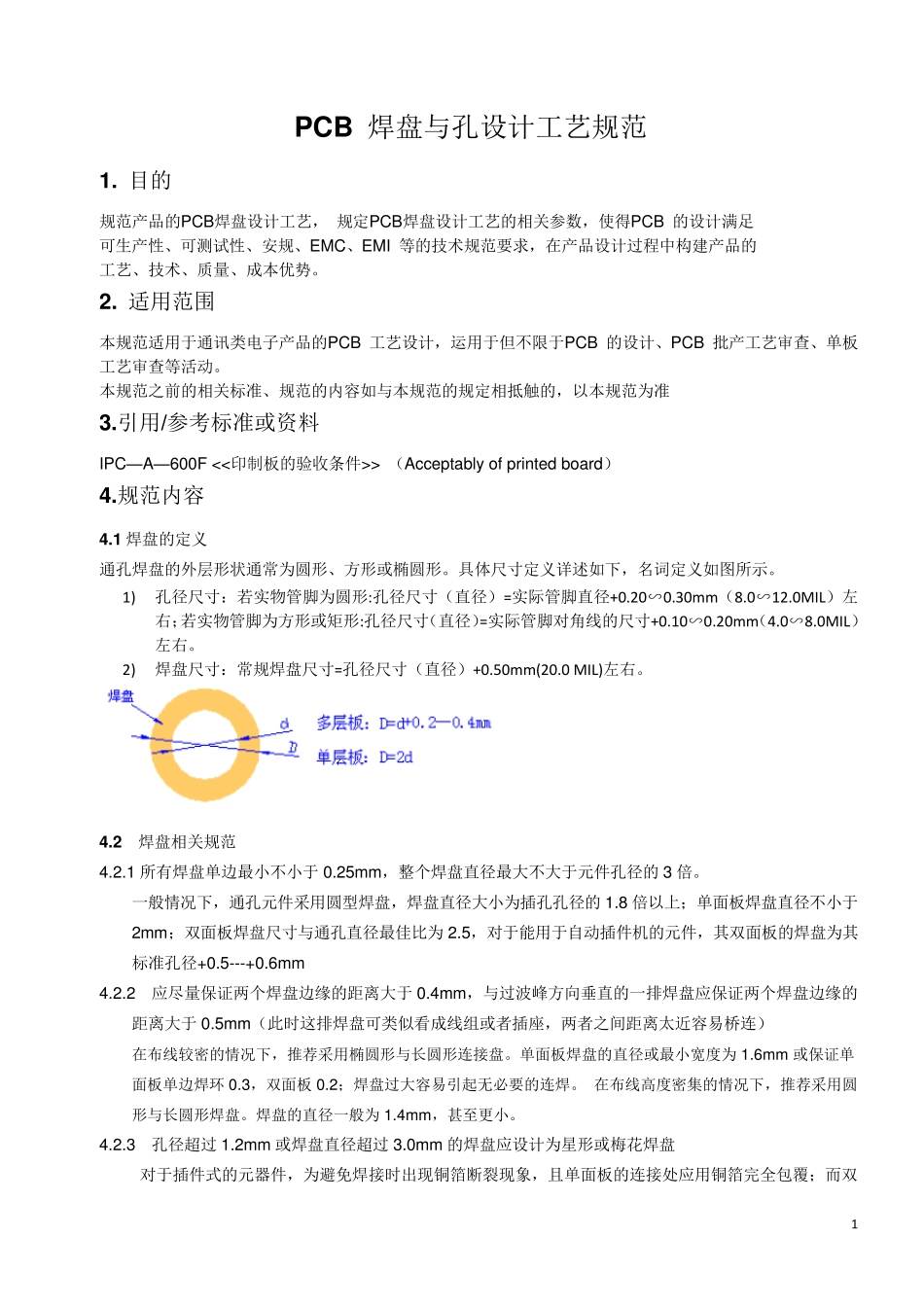 PCB_焊盘工艺设计规范_第1页
