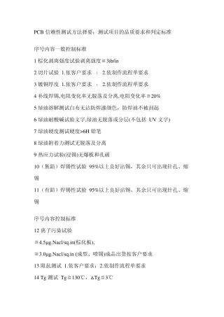 PCB信赖性测试方法择要