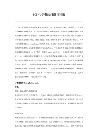 PCB化学镀铜的问题与对策