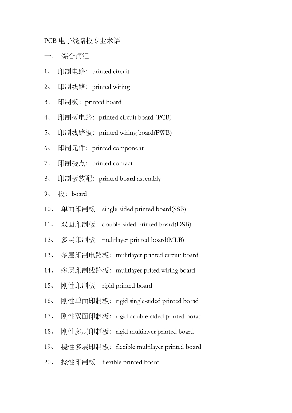 PCB电子线路板专业术语_第1页
