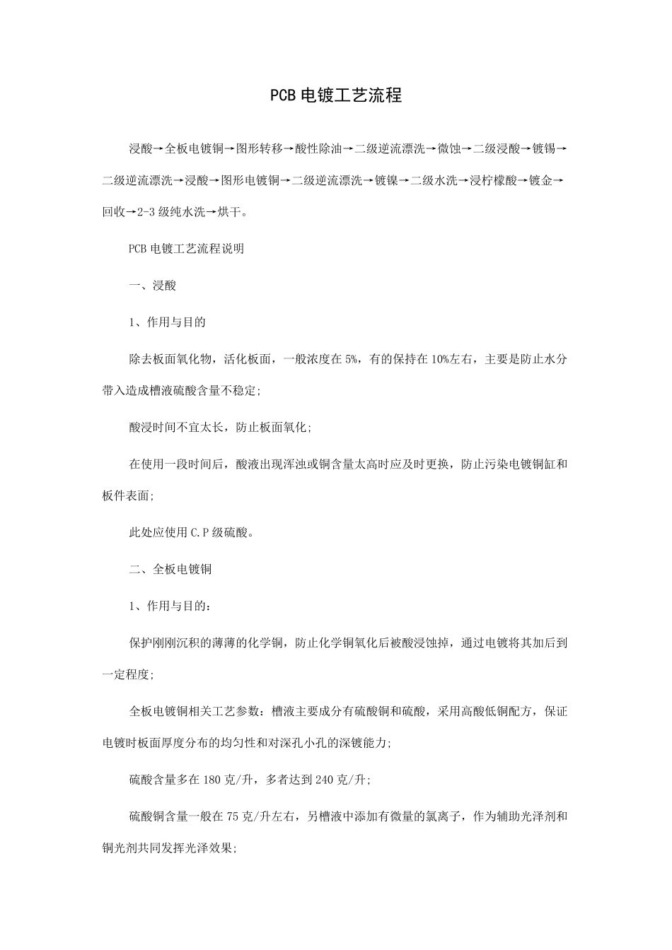 PCB电镀工艺流程_第1页