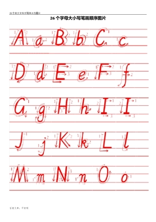 中小学生英语字帖(衡水体)26个英文字母描红临摹练习直接打印