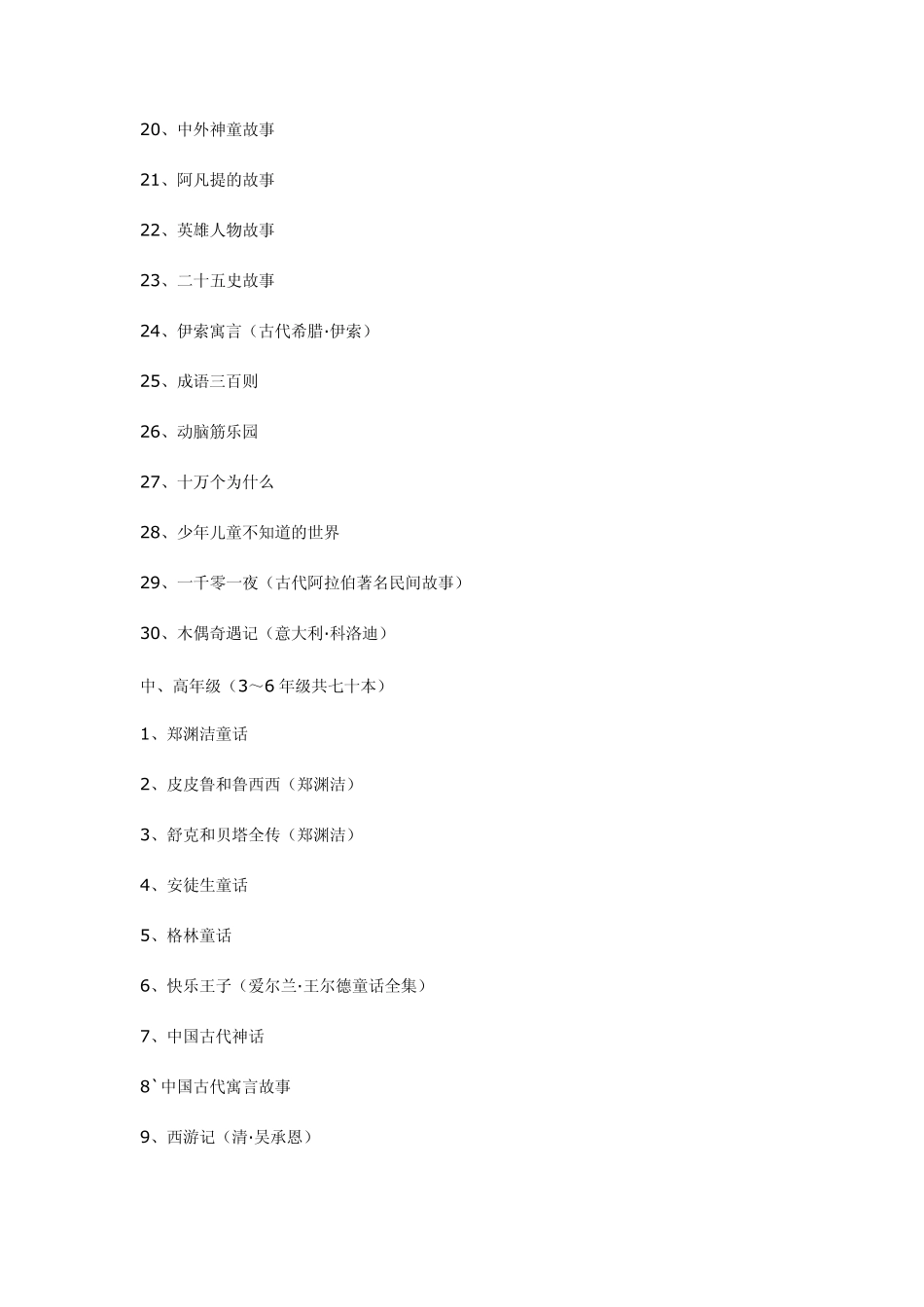 中小学生阅读必读书目推荐_第2页