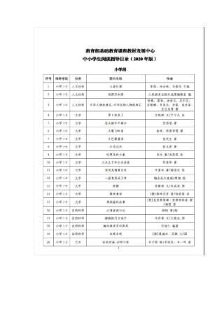 中小学生阅读指导目录(2020年版)