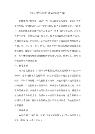 中小学足球队组建方案