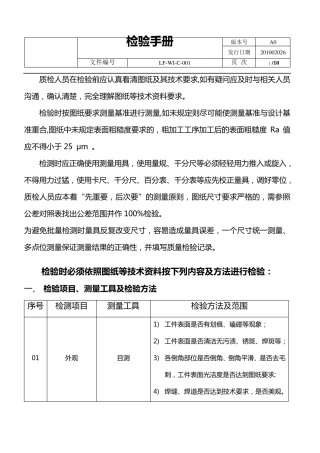 中小机械加工公司检验手册