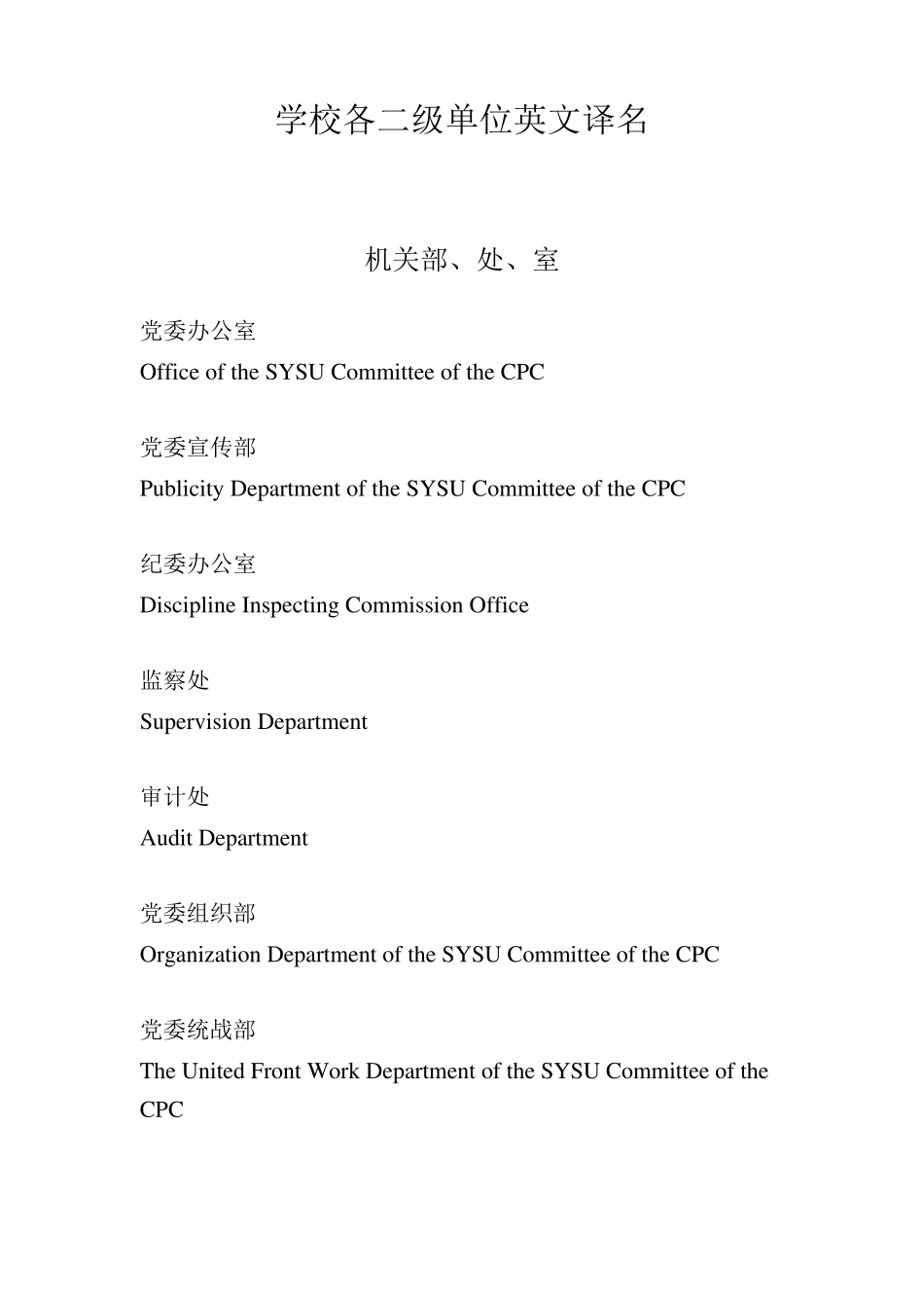 中山大学各单位英文译名_第3页