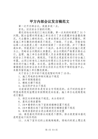 甲方内部会议发言稿范文