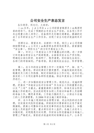 公司安全生产表态发言