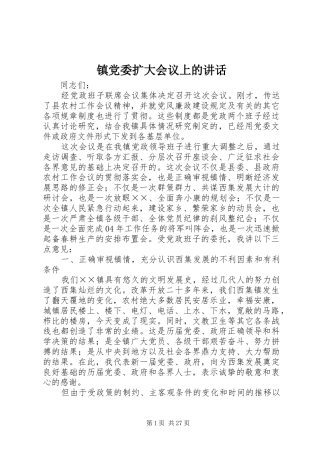镇党委扩大会议上的讲话