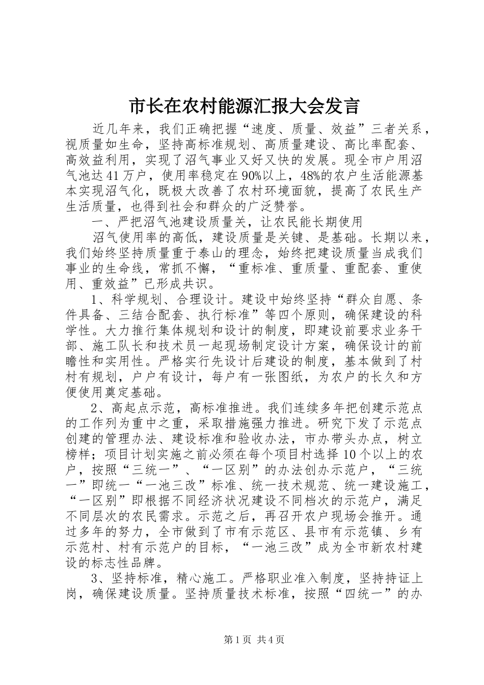 市长在农村能源汇报大会发言_第1页