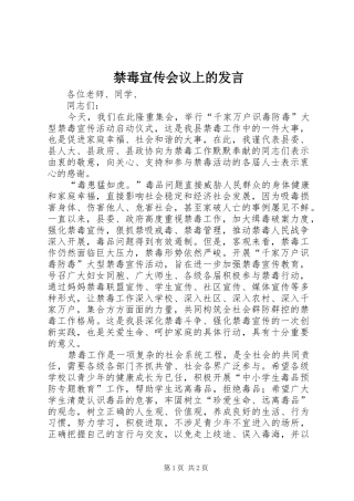 禁毒宣传会议上的发言