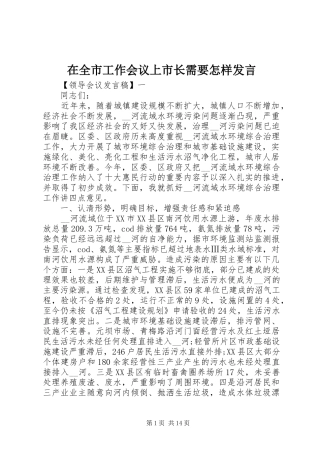 在全市工作会议上市长需要怎样发言