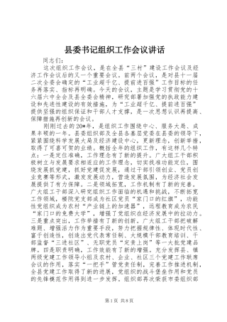 县委书记组织工作会议讲话