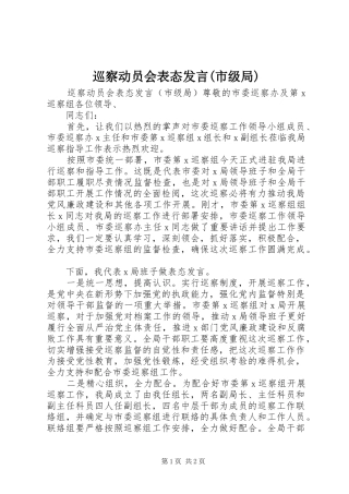 巡察动员会表态发言(市级局)