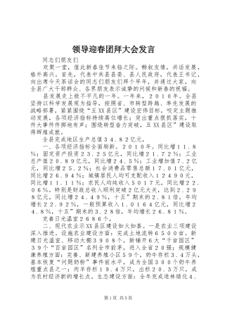 领导迎春团拜大会发言