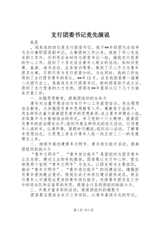 支行团委书记竞先演说