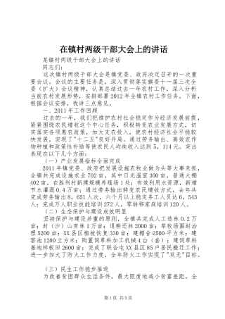 在镇村两级干部大会上的讲话