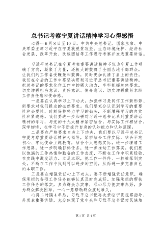 总书记考察宁夏讲话精神学习心得感悟