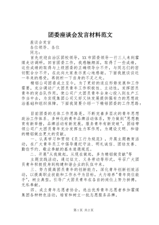 团委座谈会发言材料范文
