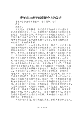 青年在与老干部座谈会上的发言