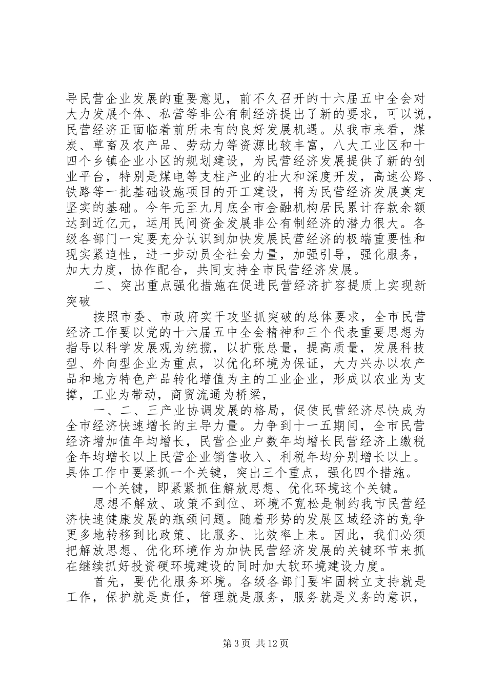 在全市民营经济发展工作会议讲话_第3页