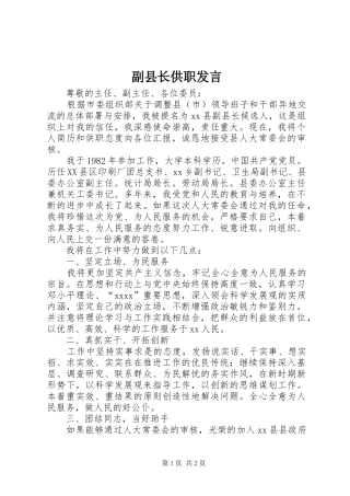 副县长供职发言
