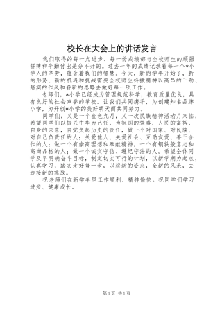 校长在大会上的讲话发言