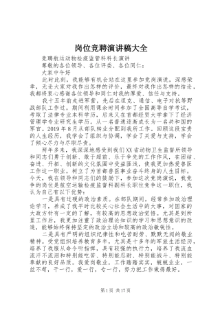 岗位竞聘演讲稿大全