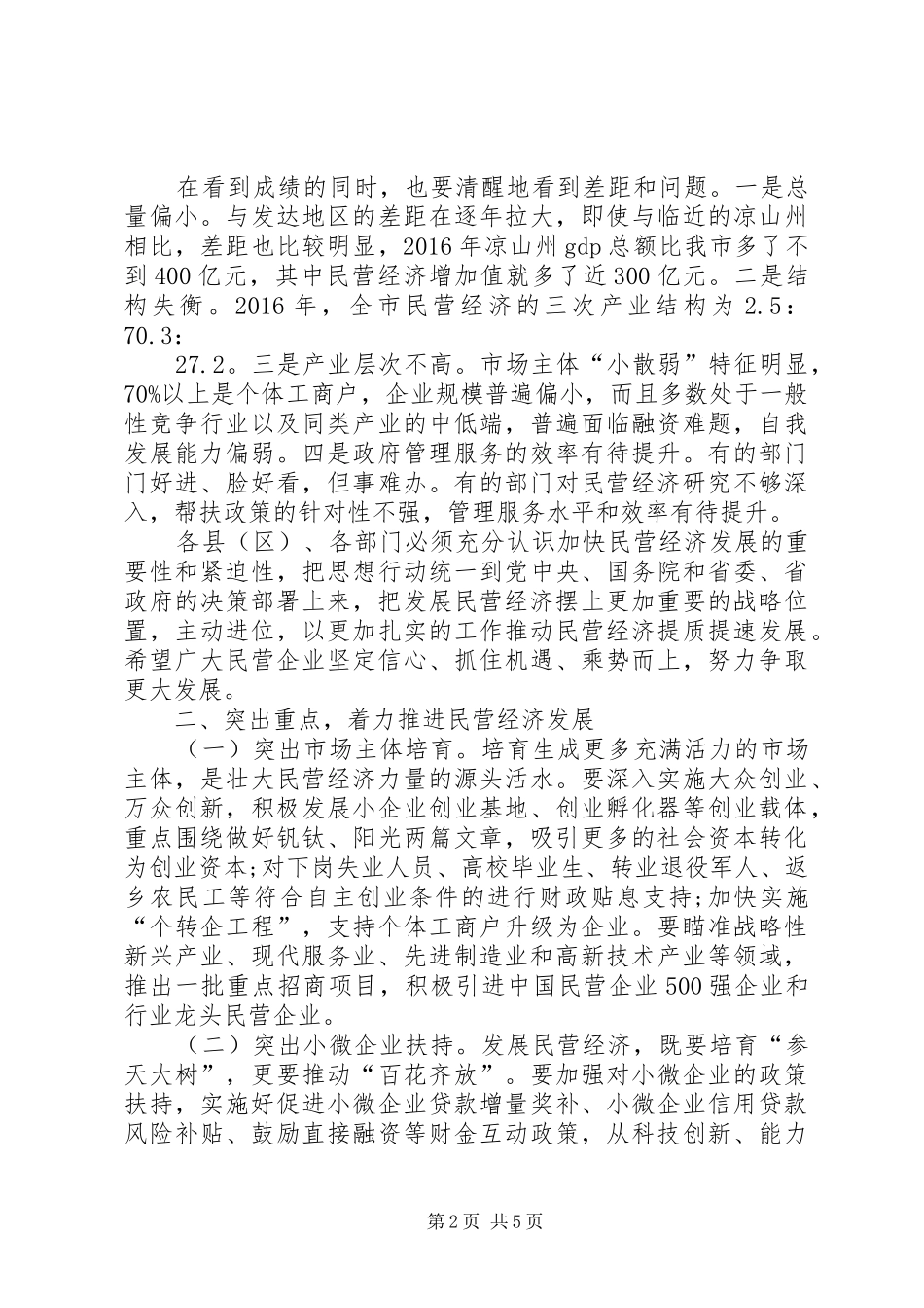 市长在XX年推进民营经济发展大会上的讲话_第2页