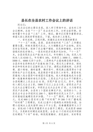 县长在全县农村工作会议上的讲话_2