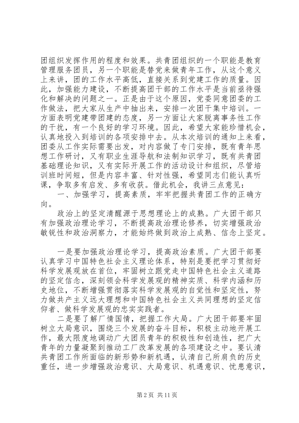 共青团干部培训会领导讲话稿_第2页