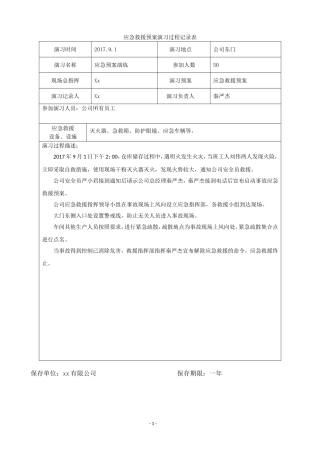 应急救援预案演习过程记录表
