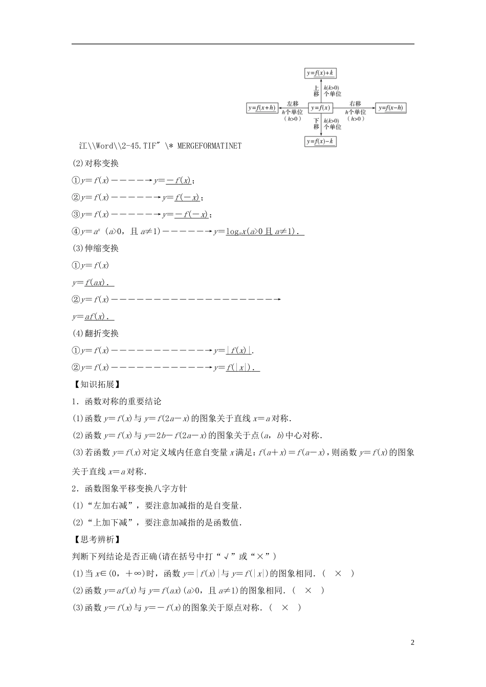 （浙江专用）高考数学大一轮复习 第二章 函数概念与基本初等函数I 2.7 函数的图象教师用书-人教版高三全册数学试题_第2页