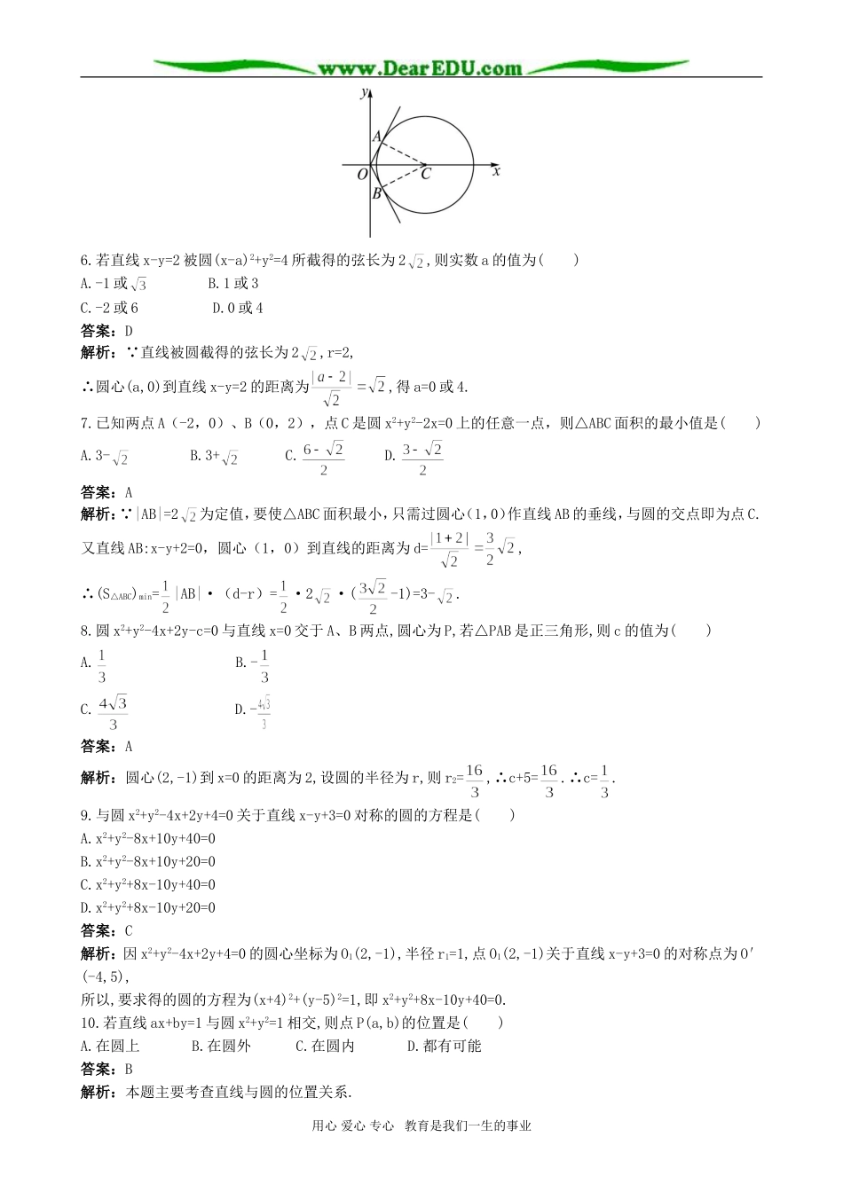 高二数学同步检测十一 曲线与圆的方程_第2页