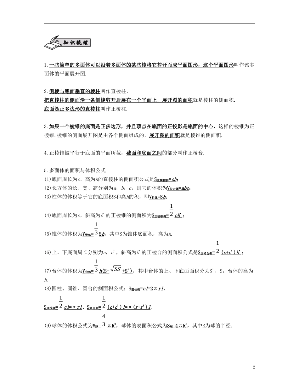 （江苏专用）高考数学大一轮复习 第九章 立体几何初步 第52课 空间几何体的表面积与体积 文-人教版高三全册数学试题_第2页
