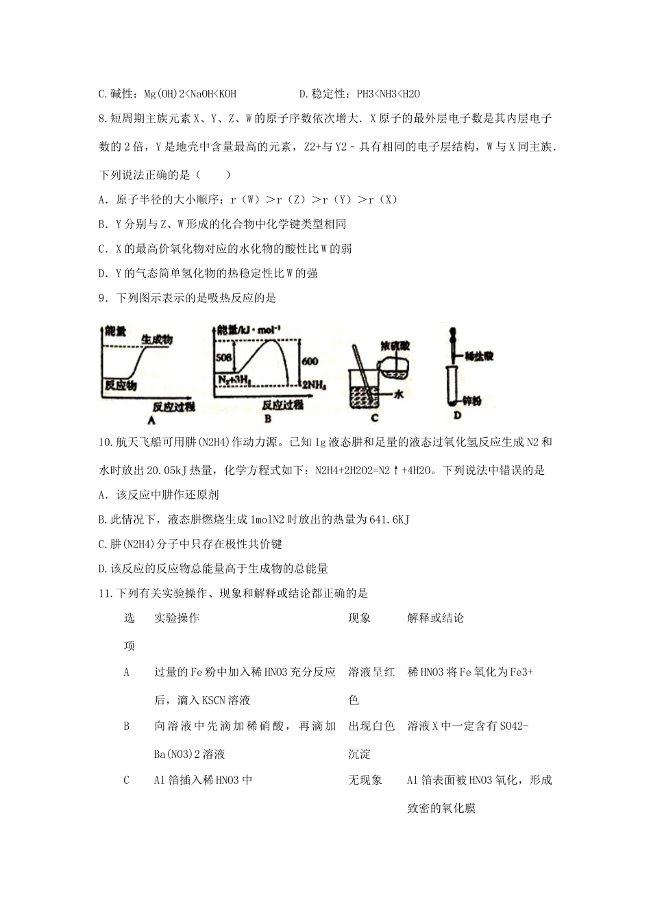 辽宁省庄河市高一化学下学期期中试题-人教版高一全册化学试题_第2页