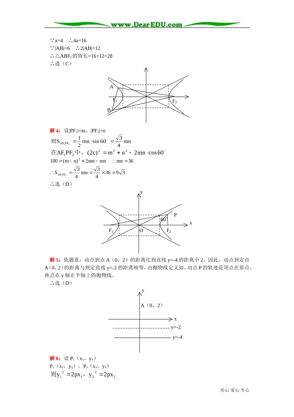 高二数学利用圆锥曲线的定义解题知识精讲 人教版_第3页