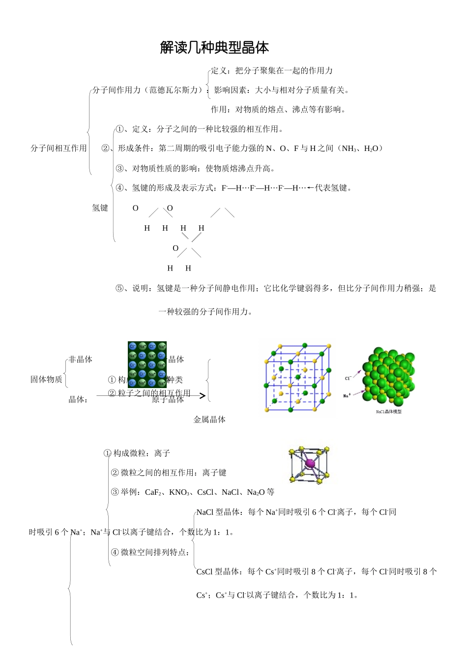 新课标人教版化学专题十三：解读几种典型晶体_第1页