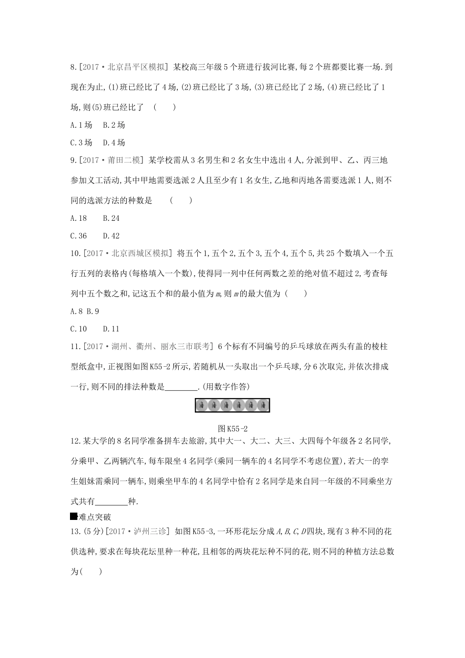 高考数学总复习 课时作业（五十五）第55讲 分类加法计数原理与分步乘法计数原理 理-人教版高三全册数学试题_第2页