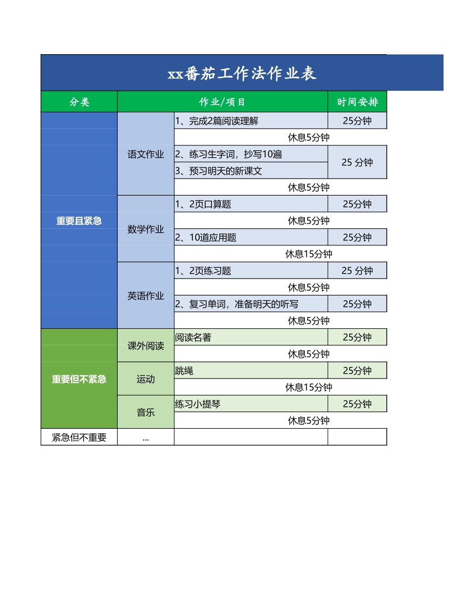 作业表（番茄工作法）_第1页