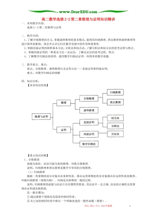 高二数学选修2-2第二章推理与证明知识精讲 人教实验版(B)