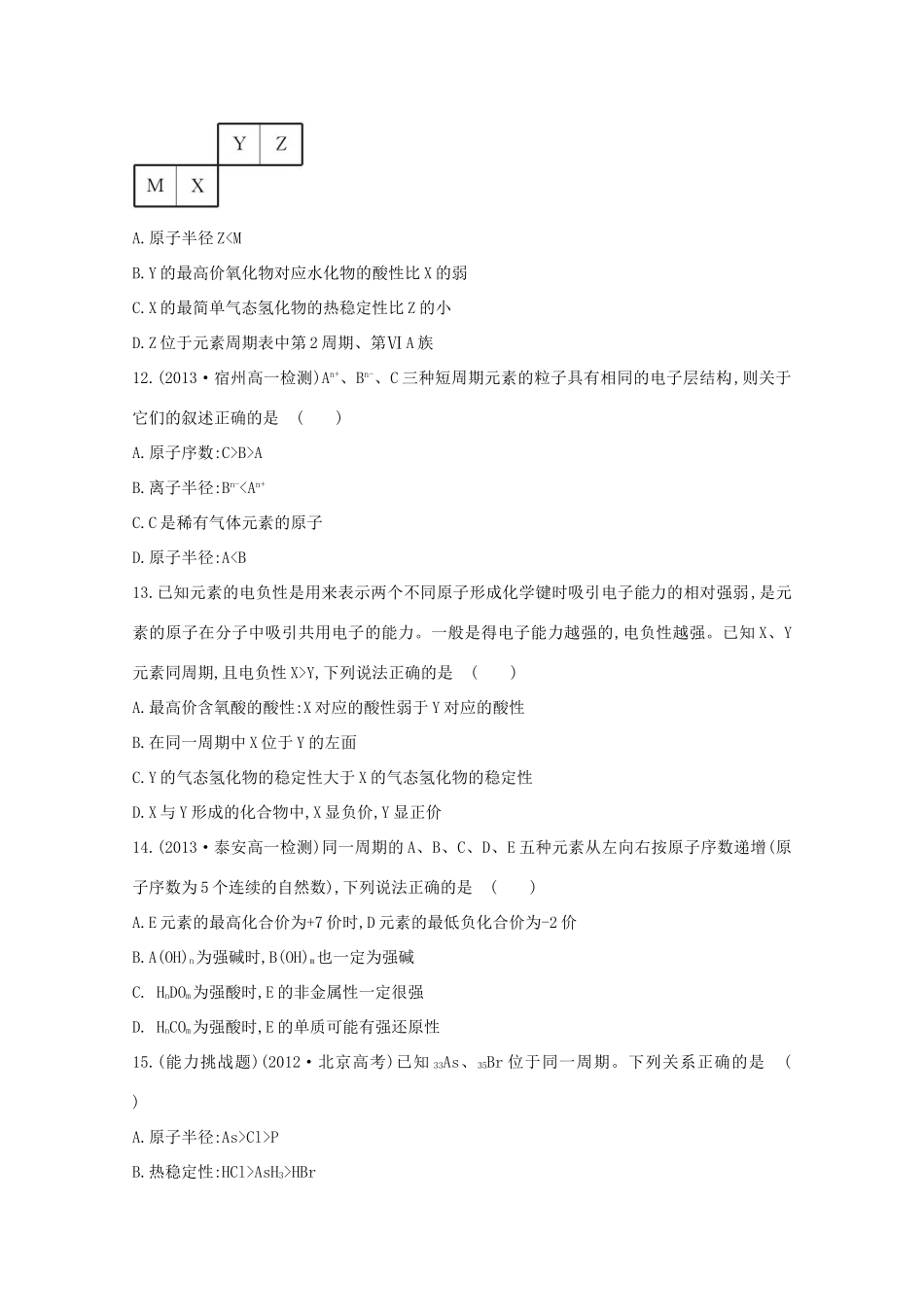 （学习方略）高中化学 单元质量评估(一) 鲁科版必修2_第3页