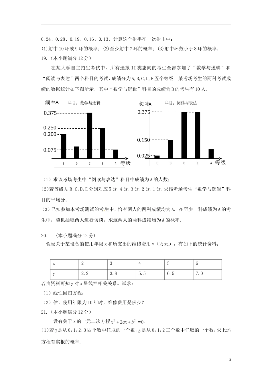 高二数学10月月考试题 理-人教版高二全册数学试题_第3页