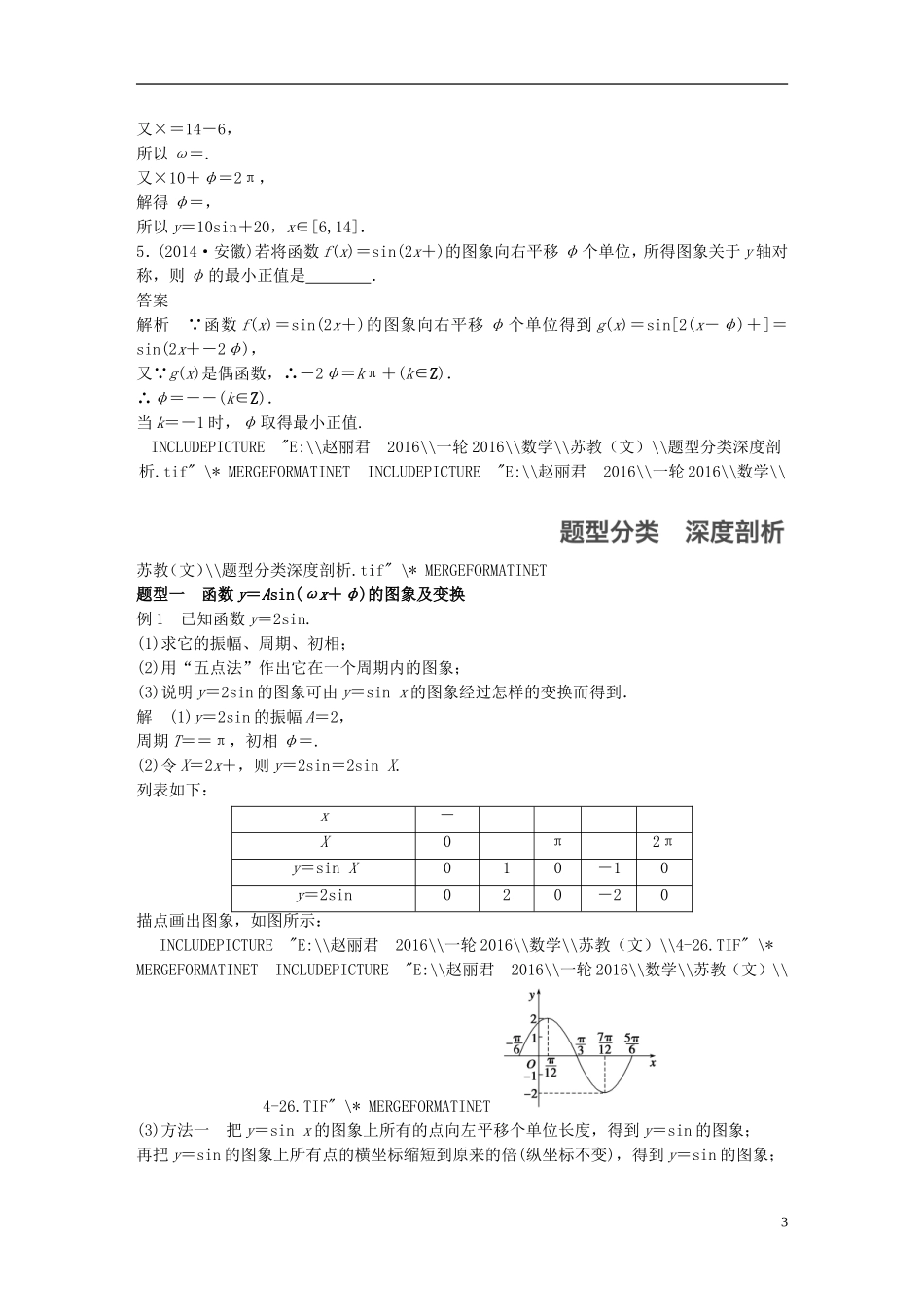 （江苏专用）高考数学一轮复习 第四章 三角函数、解三角形 4.4 函数y＝Asin(ωx＋φ)的图象及应用 文-人教版高三全册数学试题_第3页